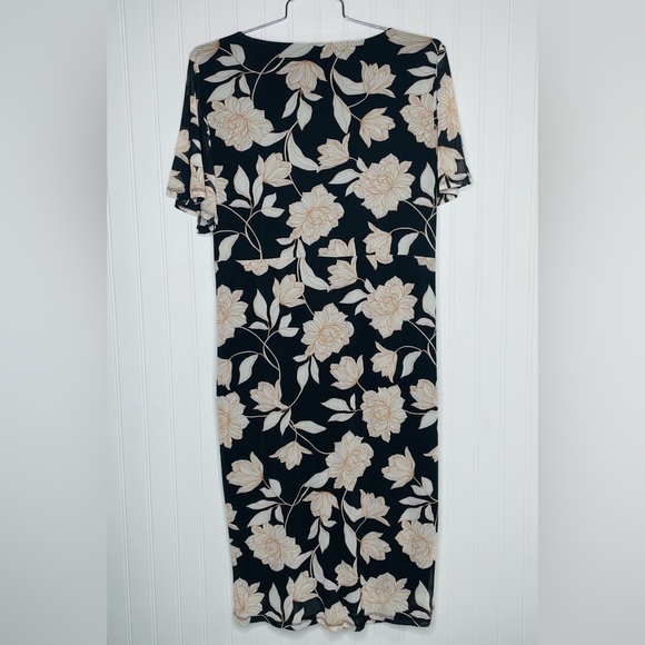 TORRID Floral At The Knee Mesh Surplice Ruffle Slit Dress - Picture 5 of 7